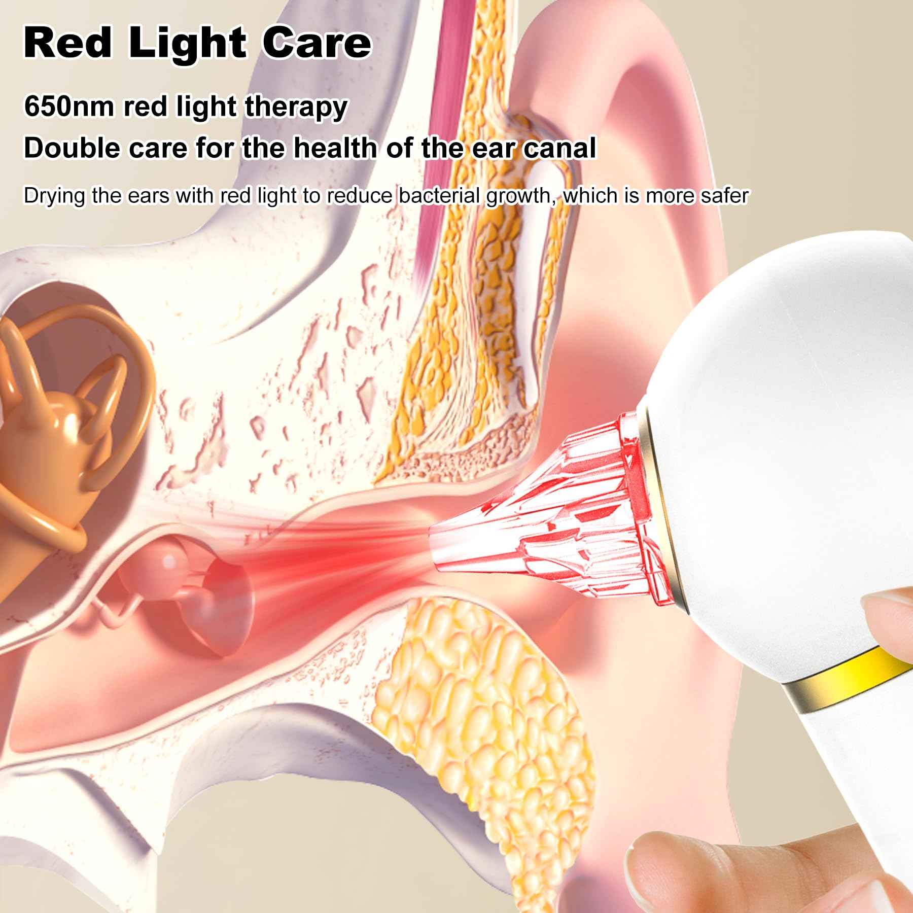 TopQuaFocus Ear Dryer for Adults Kids, Electronic Inner Ear Fluid Removal Tool, Red Light Air Circulation Design - 2min Quick Drying Eardrum, Ideal for Swimmers’ to Dry The Air of Ears