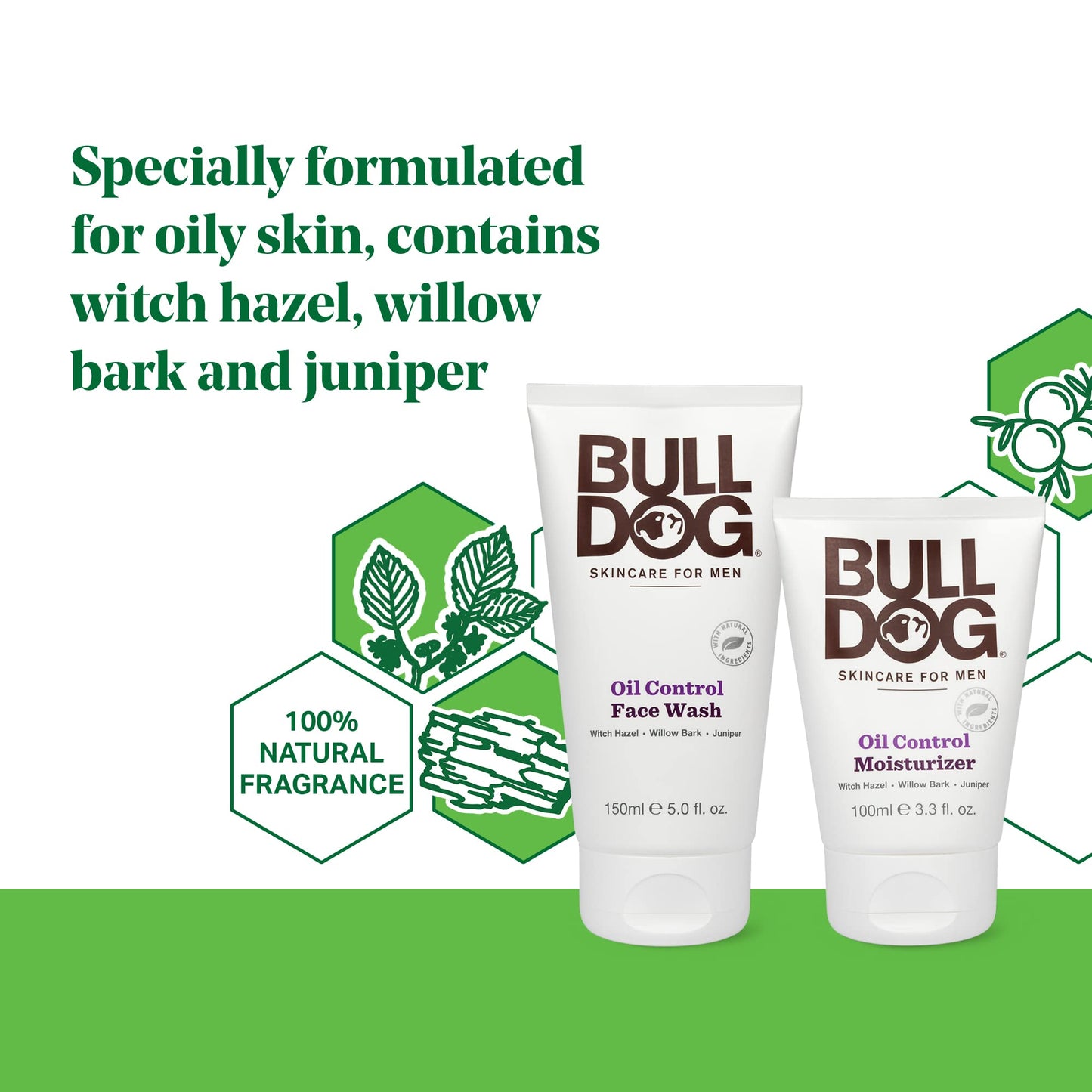 BULLDOG Mens Skincare and Grooming Oil Control Starter Kit with Moisturizer and Face Wash, 2 Count