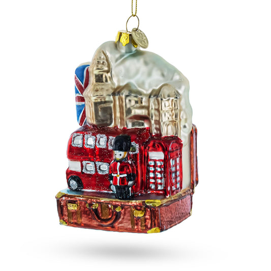 Landmarks in London, United Kingdom Glass Christmas Ornament