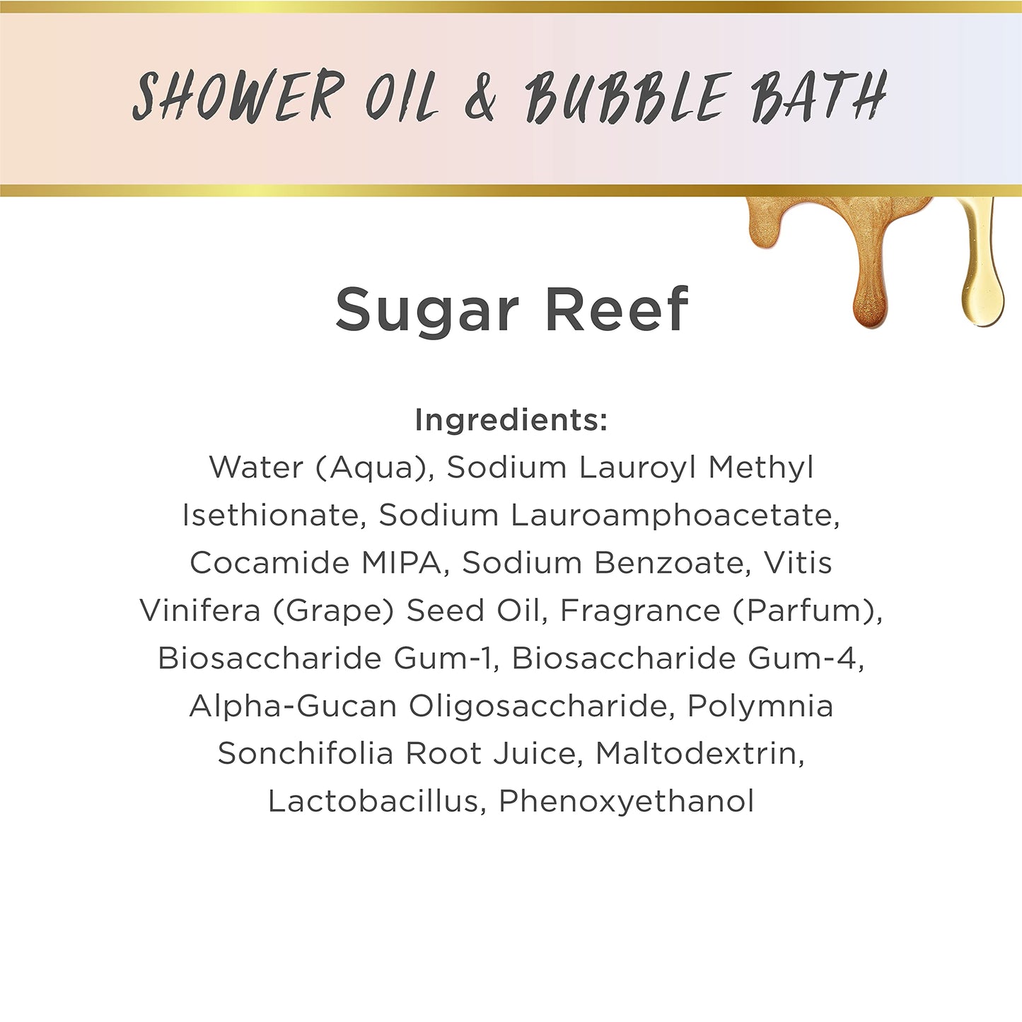 LaLicious Sugar Reef Shower Oil & Bubble Bath - Shower Cleanser with Topical Probiotics & Grapeseed Oil, No Parabens (10oz)