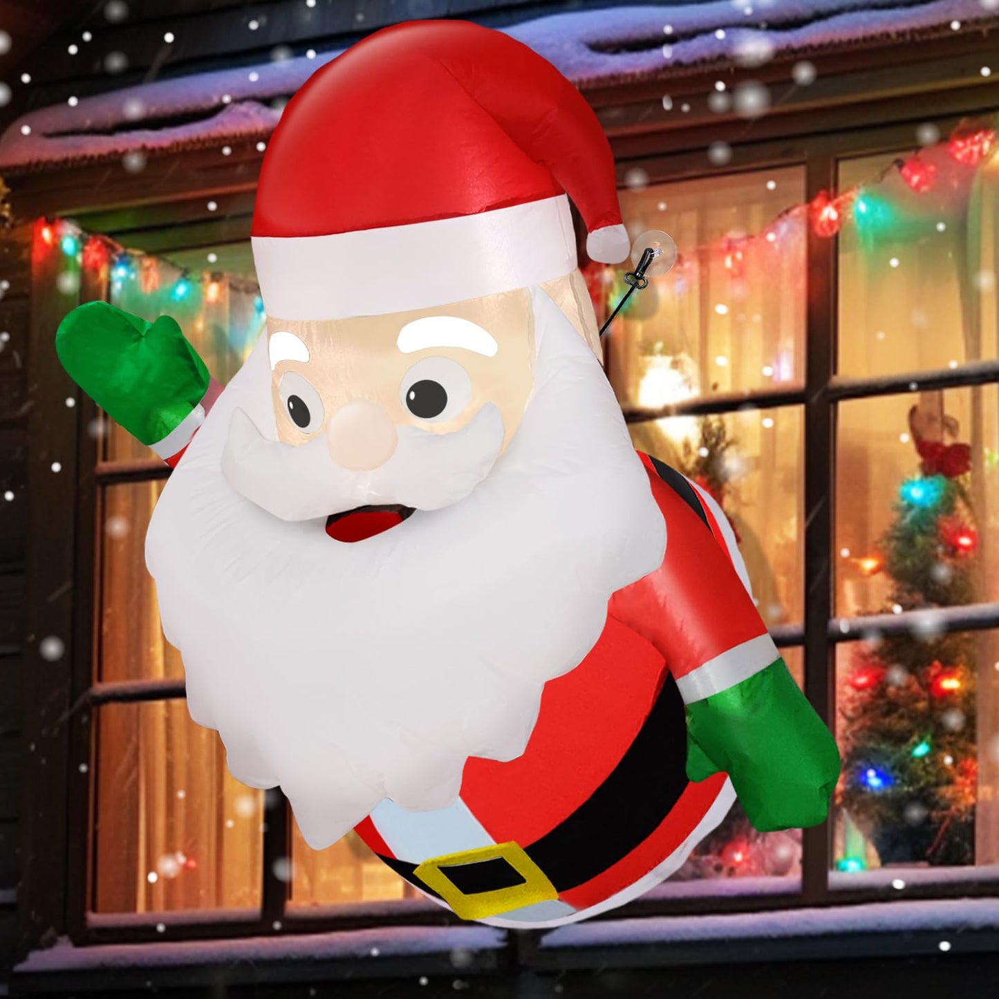 TURNMEON 3.5 Ft Christmas Inflatable Santa Claus Lean Out from Window Outdoor Christmas Decorations Blow Up Xmas Decor with LED Lights Christmas Decorations Party Outside Indoor Home Yard Garden Lawn