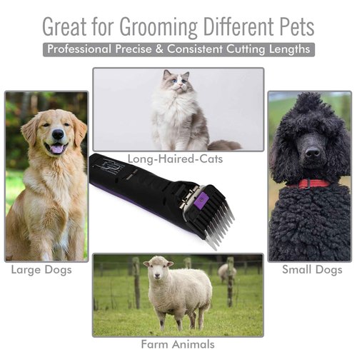 4 Pieces Professional A5 Style Animal Clipper Stainless Steel Color-Coded Attachment Guard Guide Combs Set, 1/8", 1/4", 3/8", 1/2" Compatible with Wahl KM Series Oster A5 Andis AG BG Pet Groomers