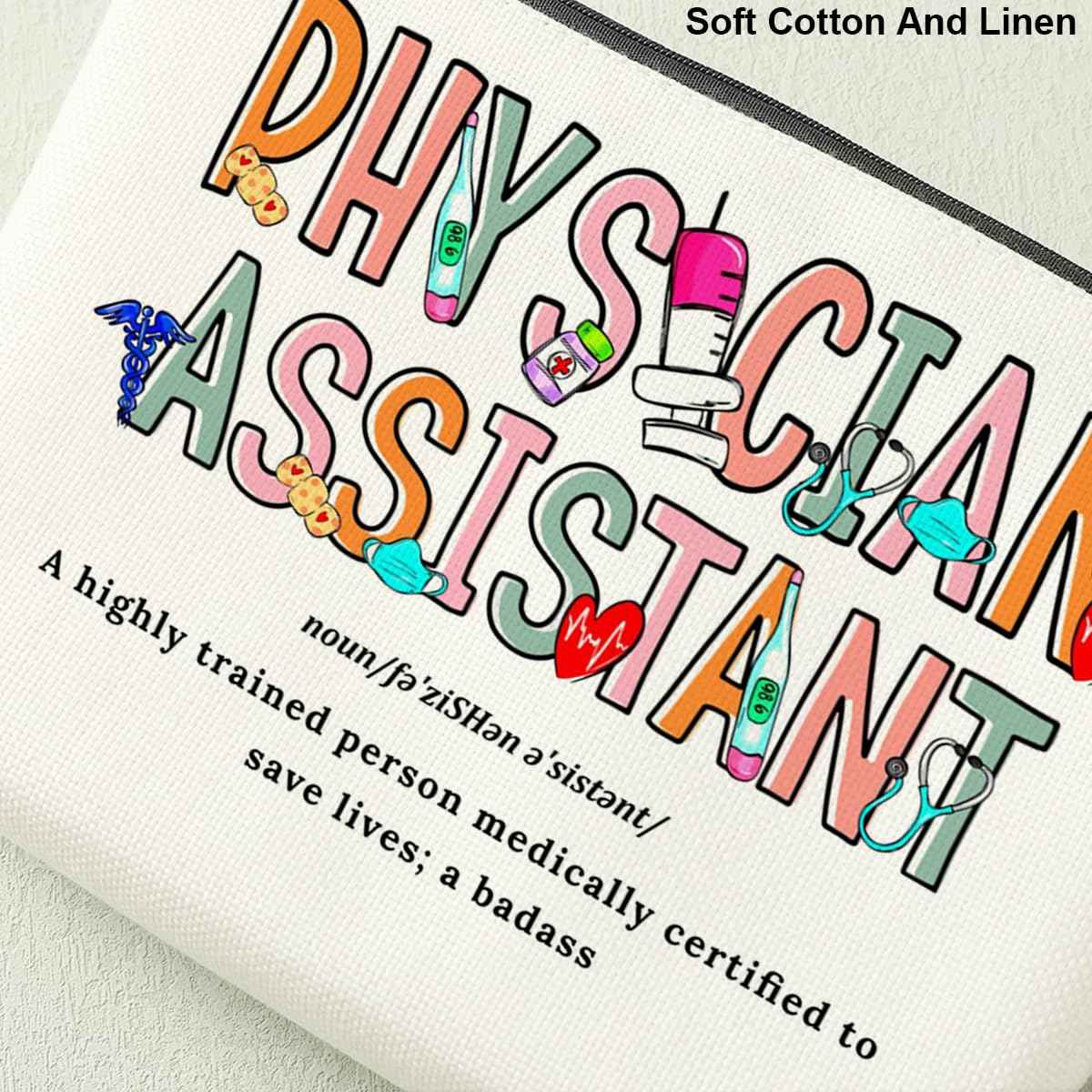 Physician Assistant Noun Physician Assistant Gifts Makeup Bag Cosmetic Bag, Appreciation Thank You Gifts for Women Medical Future PA Physician Assistant Christmas Birthday Toiletry Bag Accessories