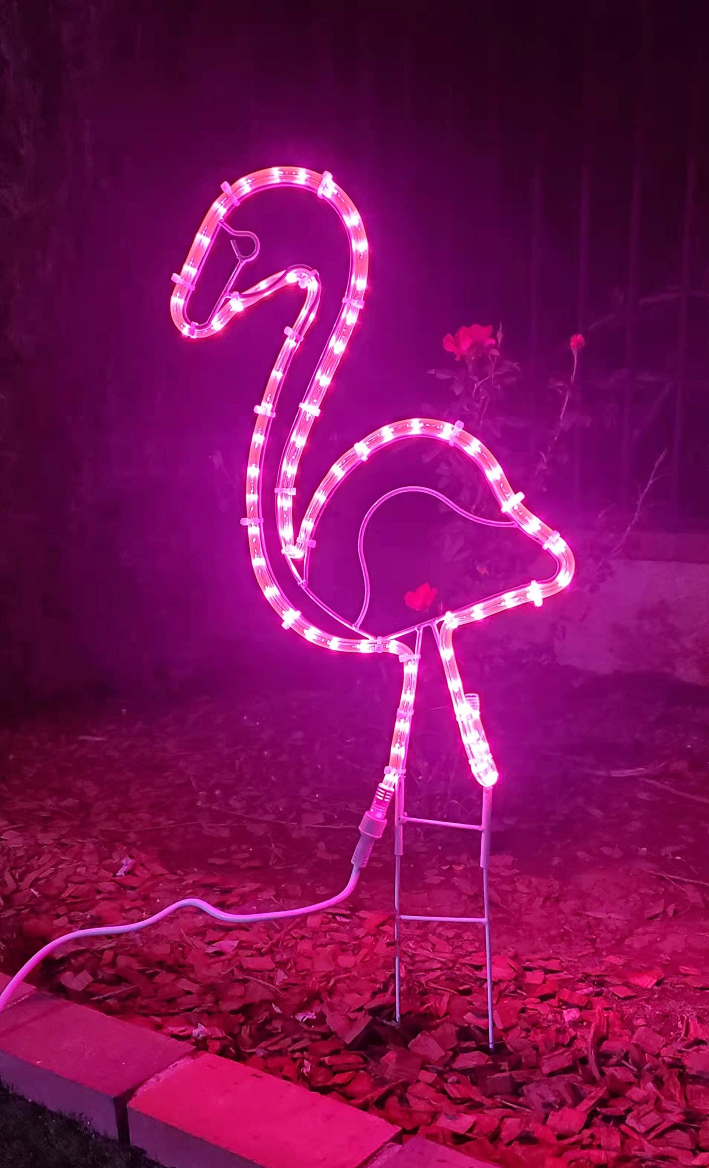 EEZ RV Products Tropical Lighted Pink Flamingo Rope Light Outdoor Yard Art Decoration, 24" (1 Each)