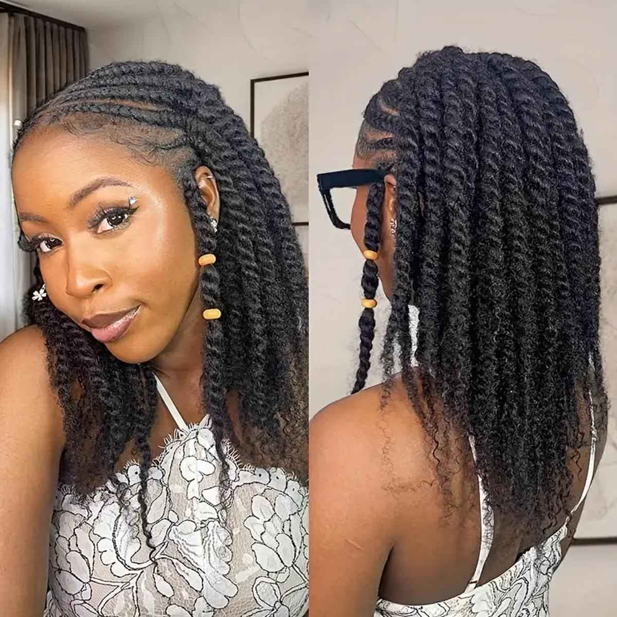 Afro Kinkys Bulk Human Hair, 14 inch 50 Gram 4c Curly Hair for Permanent Sister Locs/Mini Twists/Braids Can Dye and Bleach (Natural Black, 14 Inch)