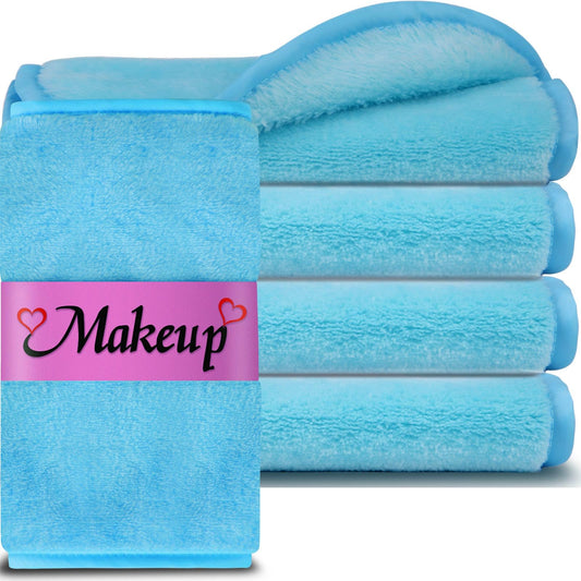 Makeup Remover Cloth (5 pack) Reusable Microfiber Makeup Remover Face Towel Removing All Makeup With Just Water Soft for All Skin Types 7.5 inch X 15 inch Blue