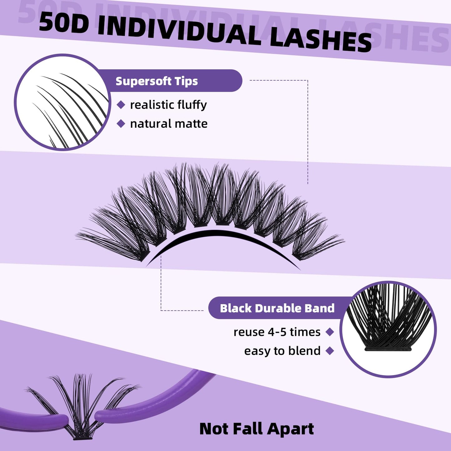 Lash Clusters with Bottom Lashes 10-18mm 50D D Curl Lash Clusters Individual Lashes Cluster Eyelash Clusters Wispy with 2 Styles Bottom Lash Extension DIY Lash Extensions at Home (50D-D-MIX10-18)