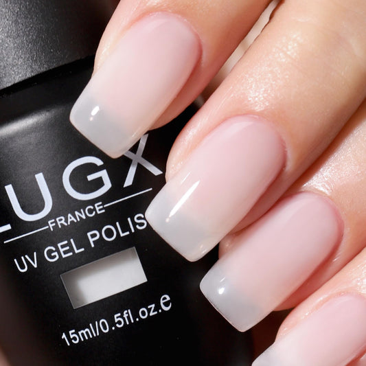 L'UGX Sheer Milky White Gel Polish 15ML Neutral Translucent Gel Nail Polish UV Jelly Natural French Gel Nail Color for Nail Art DIY Manicure & Pedicure at Home Salon Holiday Gifts for Women