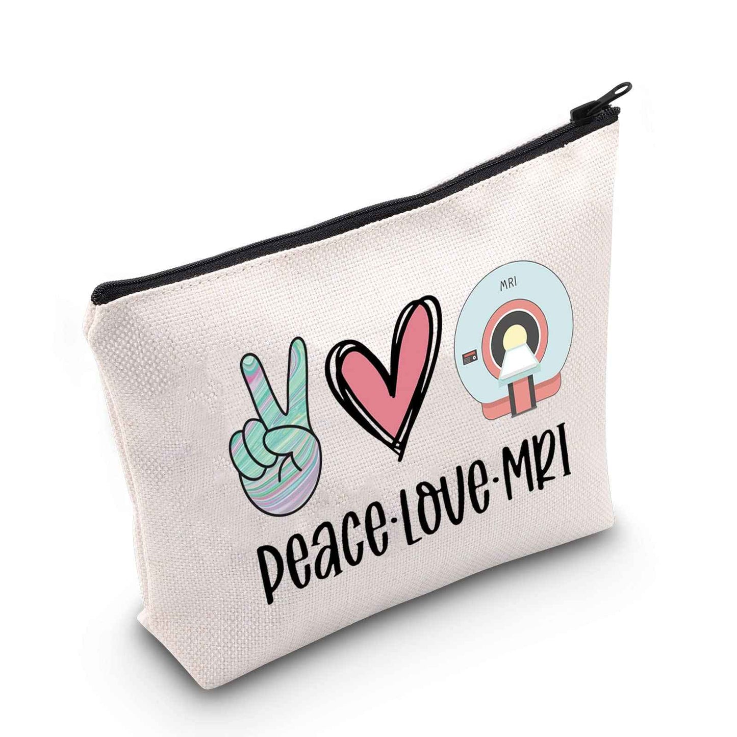 POFULL MRI Tech Gift Radiology Gift Peace Love MRI Cosmetic Bag Rad Tech Gift (MRI bag)