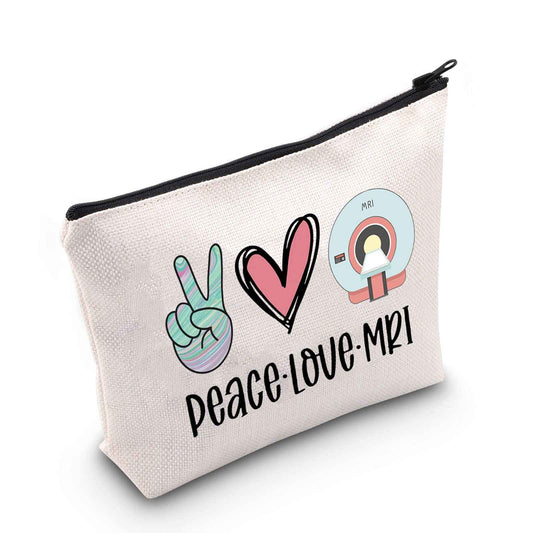 POFULL MRI Tech Gift Radiology Gift Peace Love MRI Cosmetic Bag Rad Tech Gift (MRI bag)