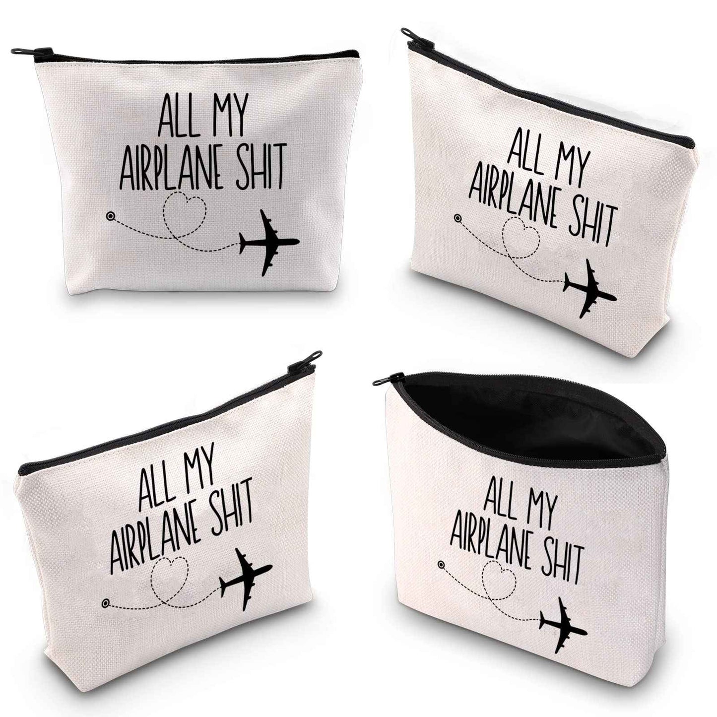 XYANFA All My Airplane Sh*t Accessory Pouch Traveler Makeup Bag Charger Pouch Flight Attendant Cosmetic Bag (AIRPLANE)