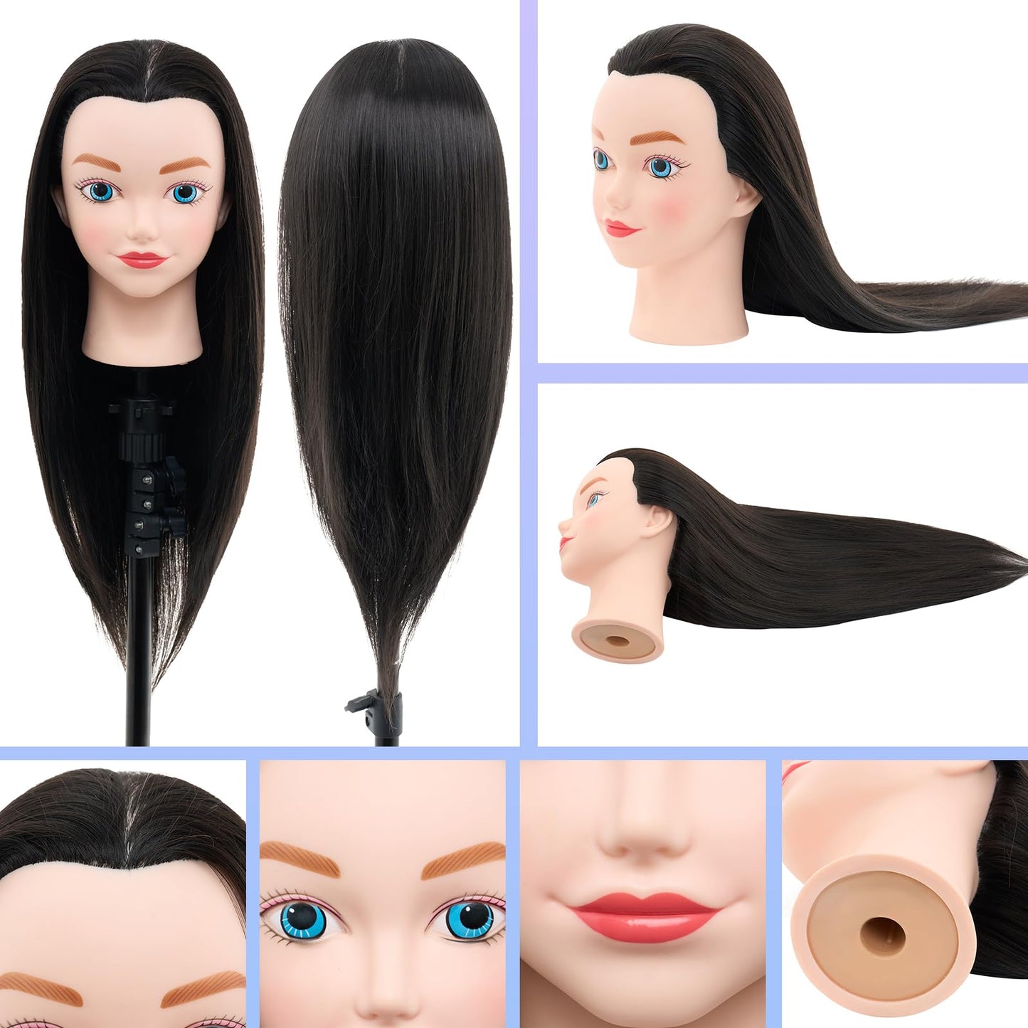 Neverland Beauty Mannequin Head with Hair, 20 Inch Cosmetology Manikin Practice Braiding Doll Head for Hair Styling, Training Head for Braiding Hairdressing for Kids #27