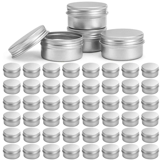Tosnail 48 Pack 1 Oz / 30 ML Mini Metal Round Tins with Screw Lids, 1.85 Inch Empty Sample Jars, Travel Storage Containers