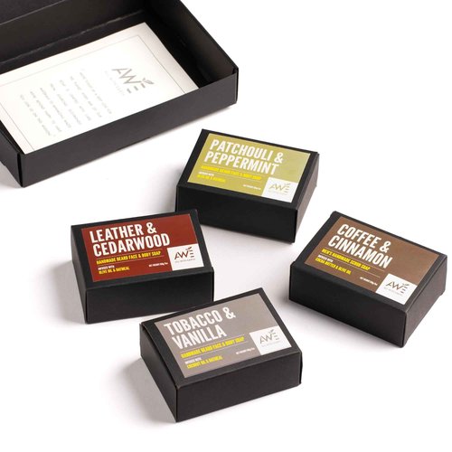 All With Earth Men’s Moisturizing Scrub Soap Set of 4 Handmade Natural Bars Rugged Masculine Scents Deep Cleanse Hydrate Nourish Face Beard Body (Option 2)