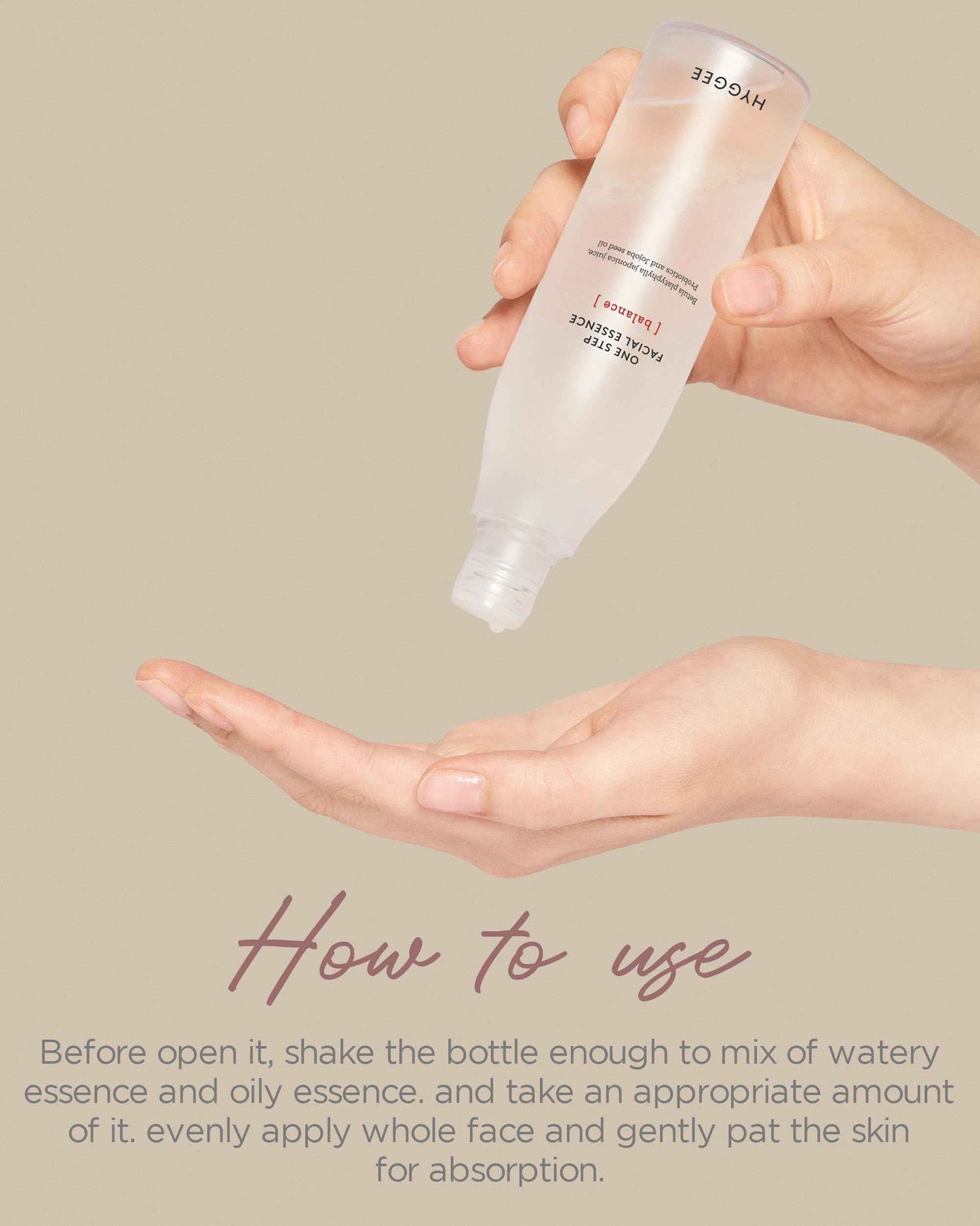 HYGGEE Onestep Facial Essence - Bi-Phase Hydrating Korean Toner with Birch Sap and Probiotics - Water and Oil Essence, 3.9 fl.oz.