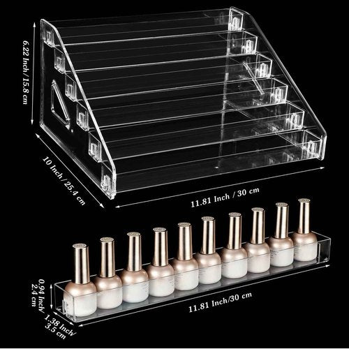 Jetec 2 Pcs Acrylic Card Display Stand Versatile Display for Trading Cards Greeting Card Sunglasses Organizer Nail Polish Holder Essential Oils Cosmetic Cases Eyewear Rack(6 Tiers Style)