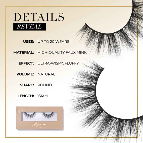 Lilly Lashes Everyday Reveal Faux Mink False Eyelashes - Natural Look Wispy Strip Lashes - Short, Round Shaped, 13 mm - Reusable Up to 20 Times