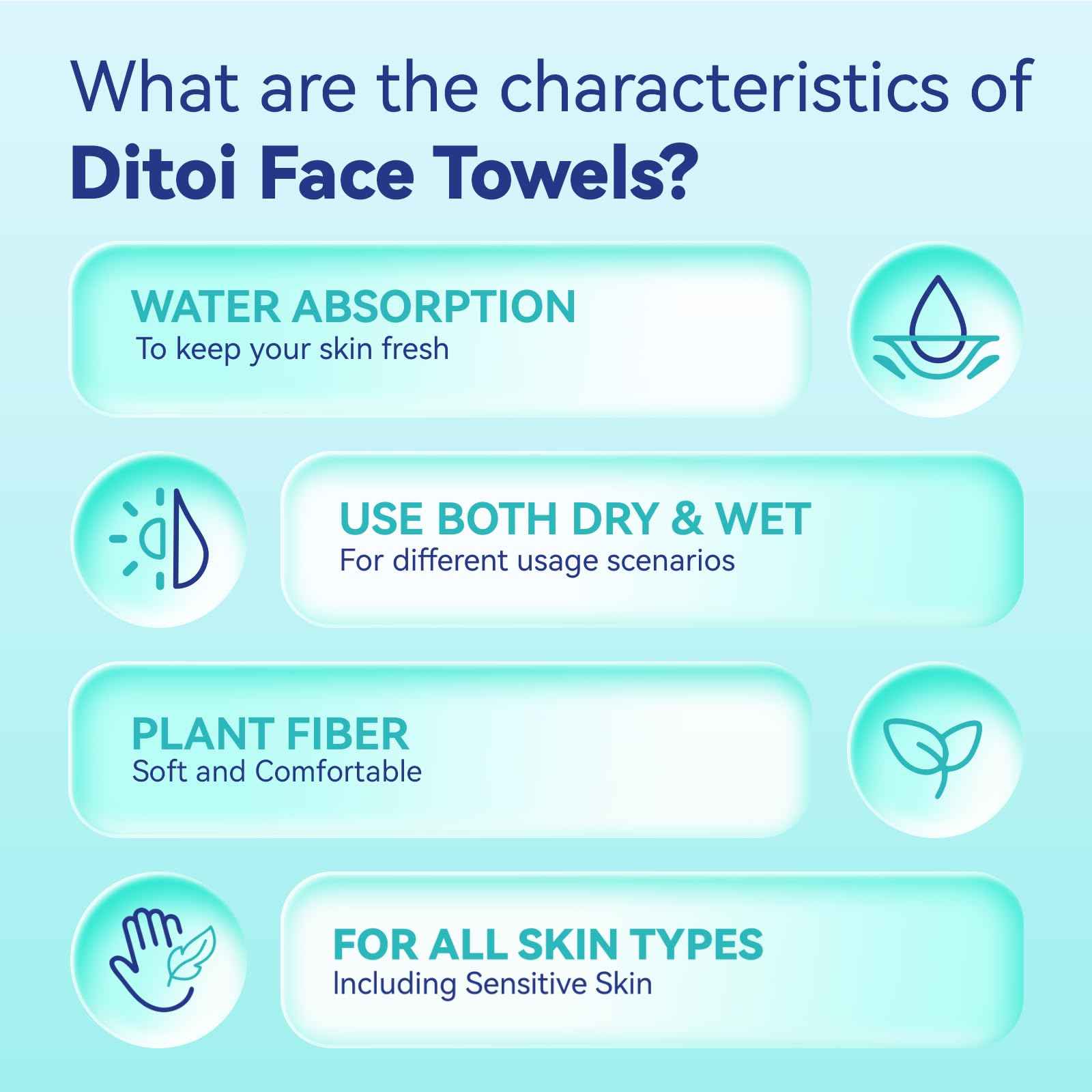 Ditoi Disposable Face Towels,Ultra Thick Face Towelettes XL, Lint-Free Facial Wipes for Makeup Removal & Gentle Skin Care,10"×12",100 Count,Pearl-textured