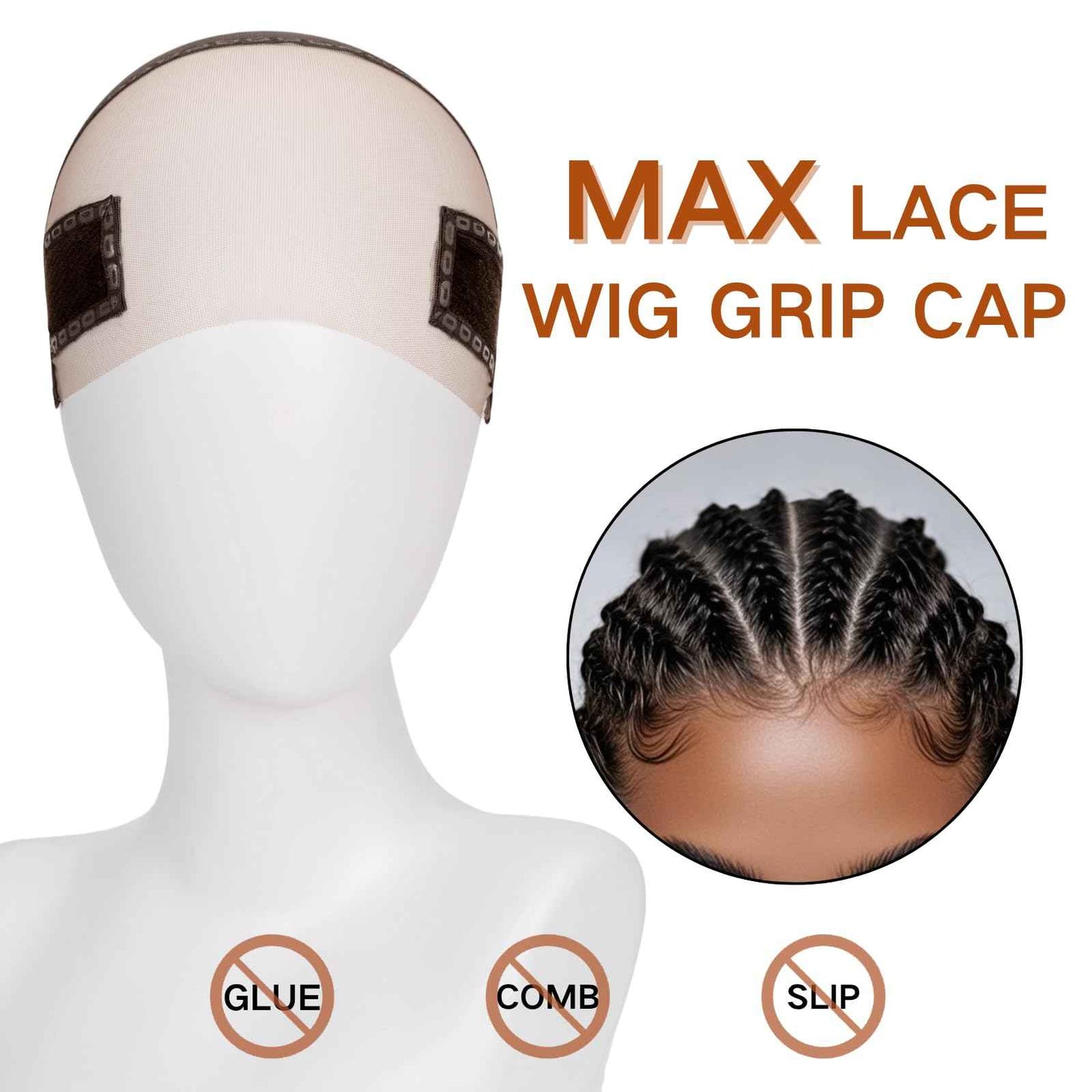 IsshinBeauty Wig Grip Cap for Women – 11x5 Extra Wide Transparent Lace Front - Glueless Non-Slip Wig Gripper with Ear Cutouts Adjustable Breathable (Brown)