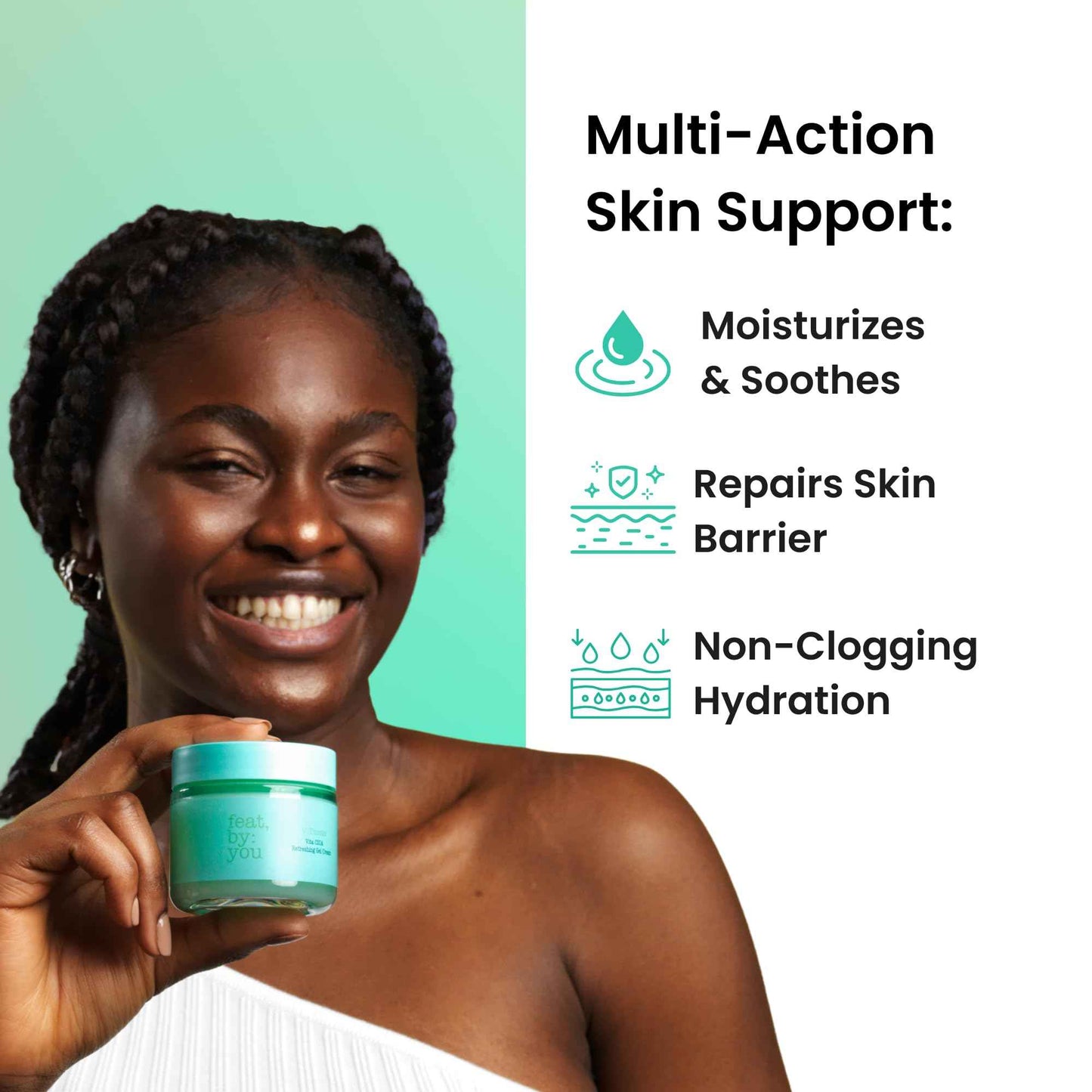 Feat by You - ViTassie CICA Refreshing Gel Cream (2.7 FL OZ) Face Moisturizer for Dry Skin, Acne-Prone, Sensitive Skin with Vitamin C, Centella Asiatica, Niacinamide, Hydrating, Soothing, Korean Made