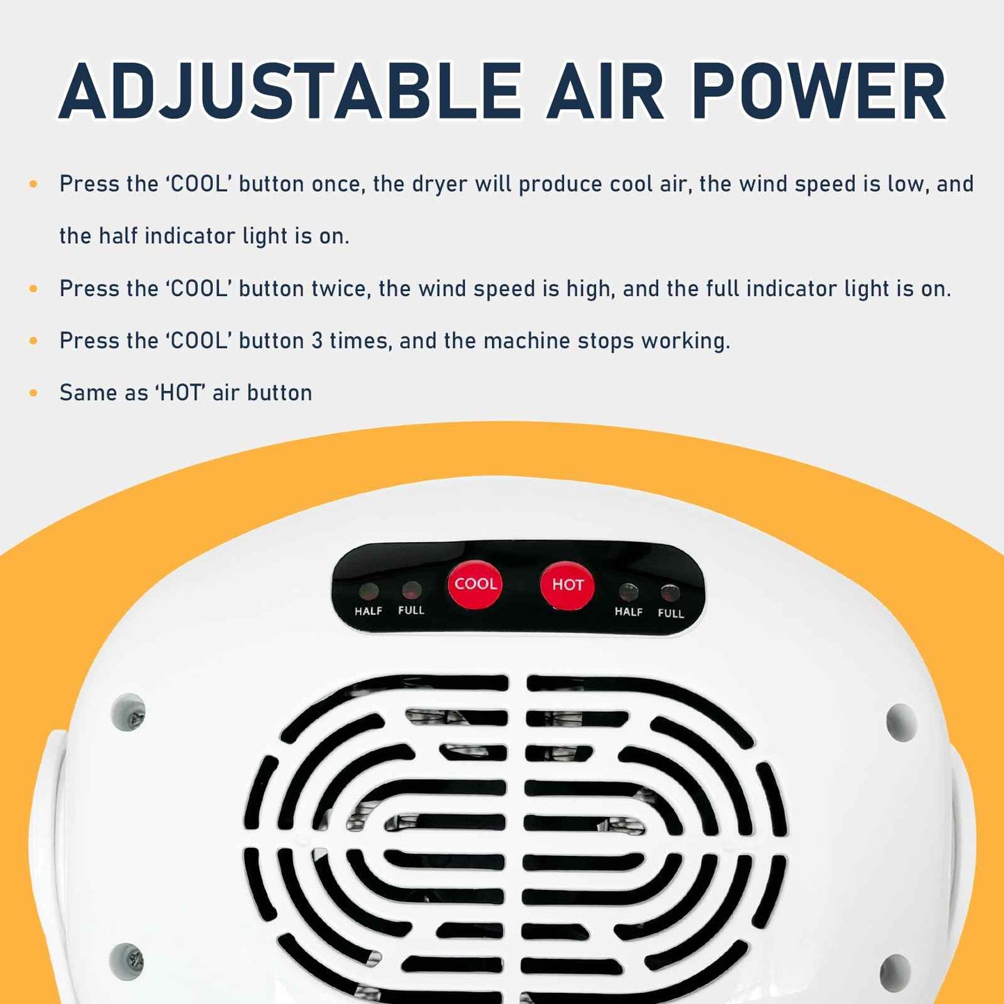 Nail Dryer for Regular Polish, Rotating Regular Polish Nail Dryer Fan with Hot and Cool Air, Professional Air Nail Fan for Salon and Home Use