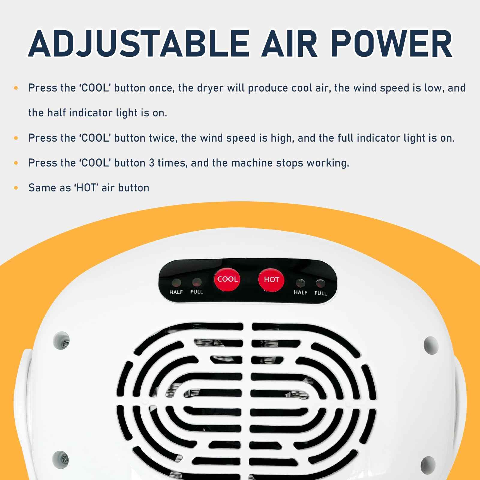 Nail Dryer for Regular Polish, Rotating Regular Polish Nail Dryer Fan with Hot and Cool Air, Professional Air Nail Fan for Salon and Home Use