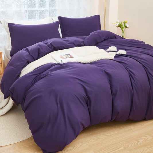 Litanika Purple Comforter Set Twin/Twin XL Size, 2 Pieces Lightweight Solid Bedding Comforter Set, All Season Fluffy Bed Set (66x90In Comforter & 1 Pillowcase)