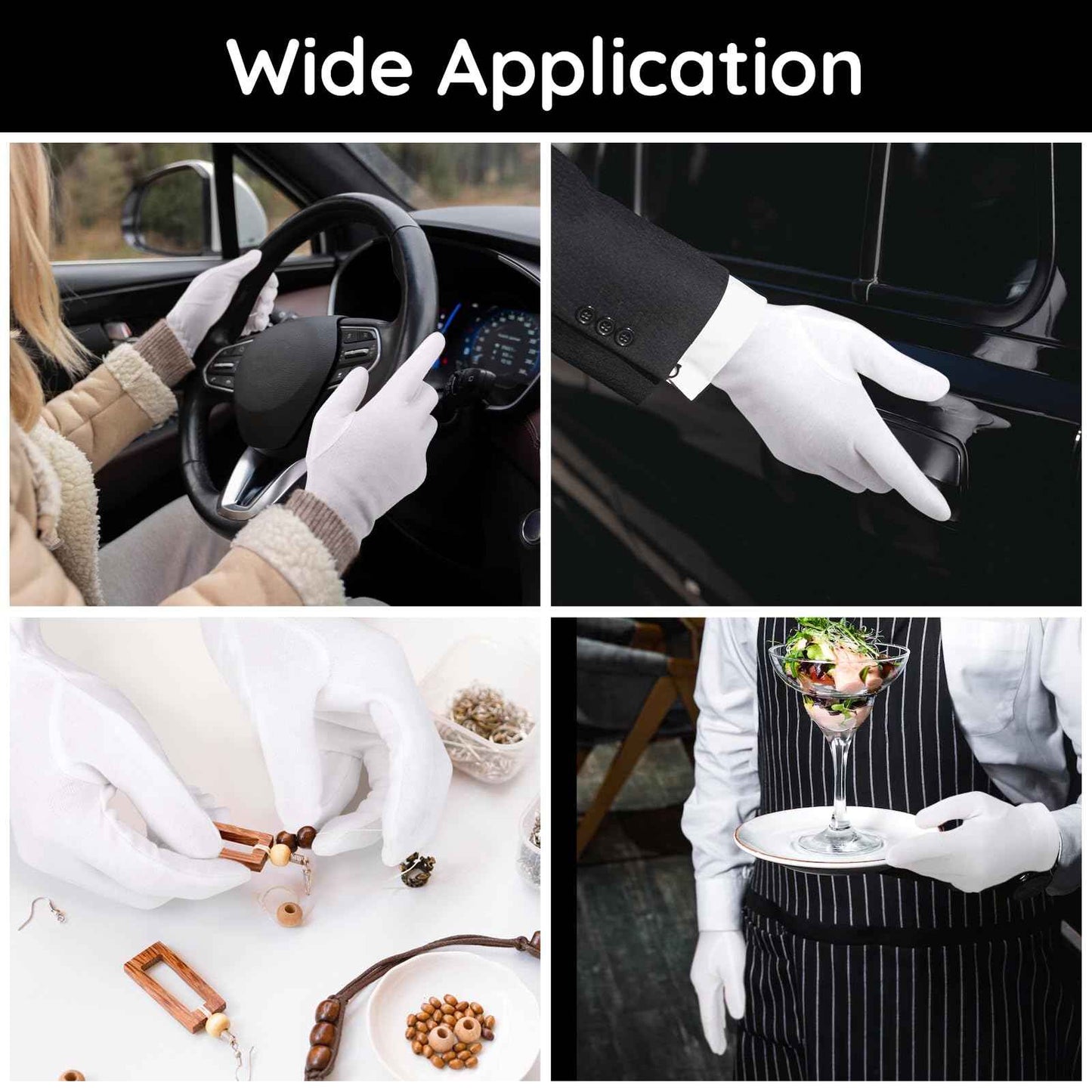 Segbeauty 12 Counts Moisturizing Hand Gloves with Elastic Band, Extra Large Lotion Gloves Overnight for Women, 6 Pairs Moisture Sleeping Gloves for Dry Hands, Thick Cotton Work Gloves for Art Handling