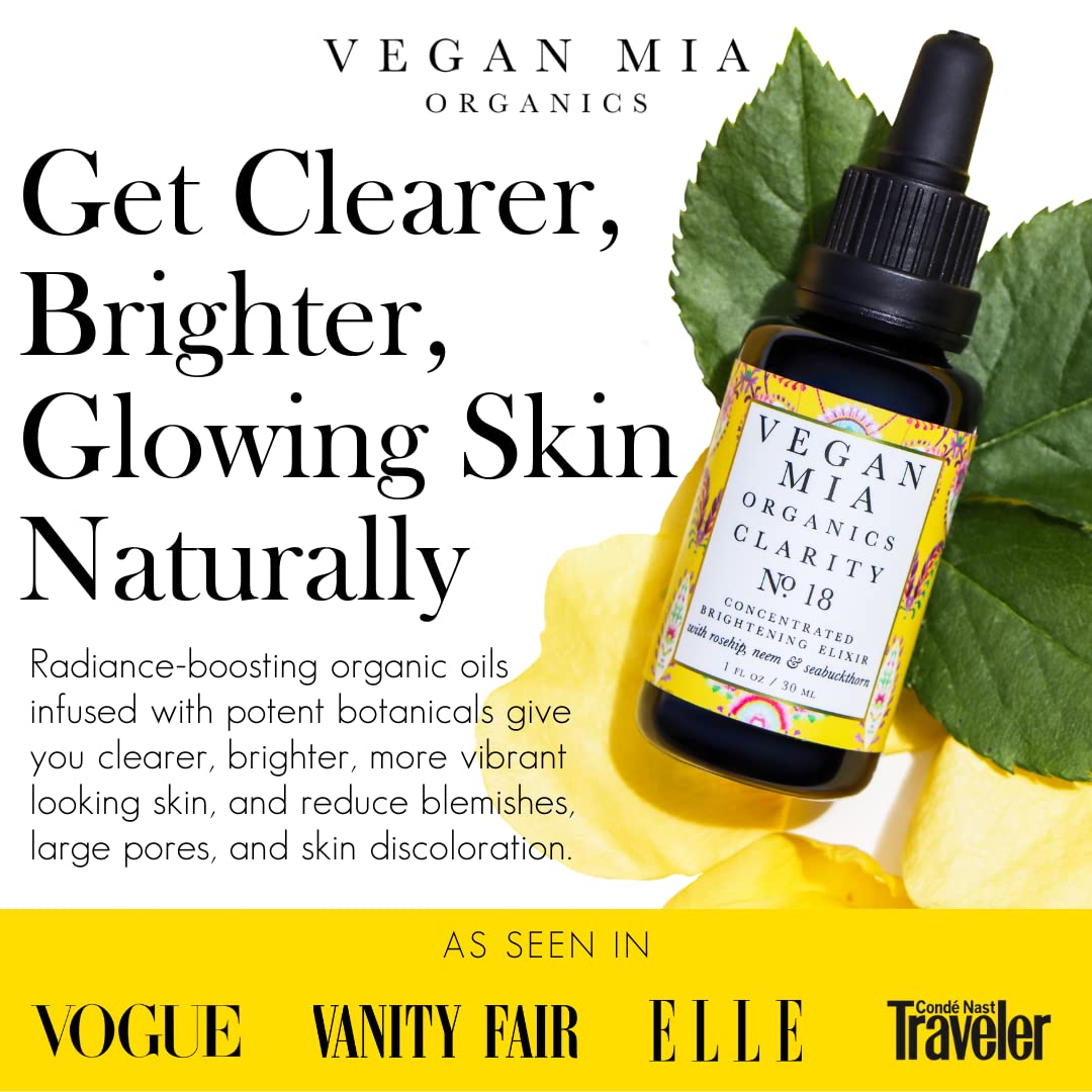 Vegan Mia - USDA Organic Clarity Balancing Elixir Face Oil - Face Moisturizer For Dry Skin, Acne Scars, Dark Spot & Hyperpigmentation with Black Seed, Rosehip, Jojoba Oil & More - 0.5 oz