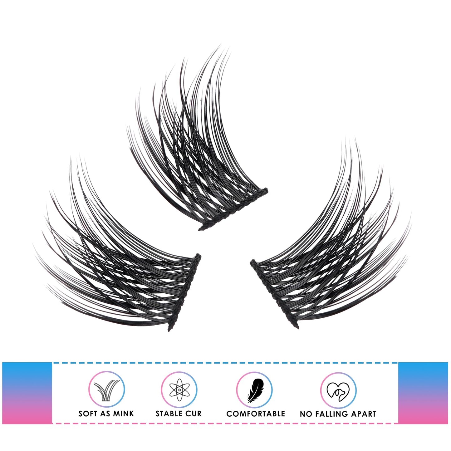 LANKIZ Lash Clusters DIY Lash Extensions, C+D Individual Lashes Mix Curl, Volume Wispy Cluster Lashes, 10-16mm Cluster Eyelash Extensions, 126pcs Wide Stem Soft Lashes that Look Like Extensions