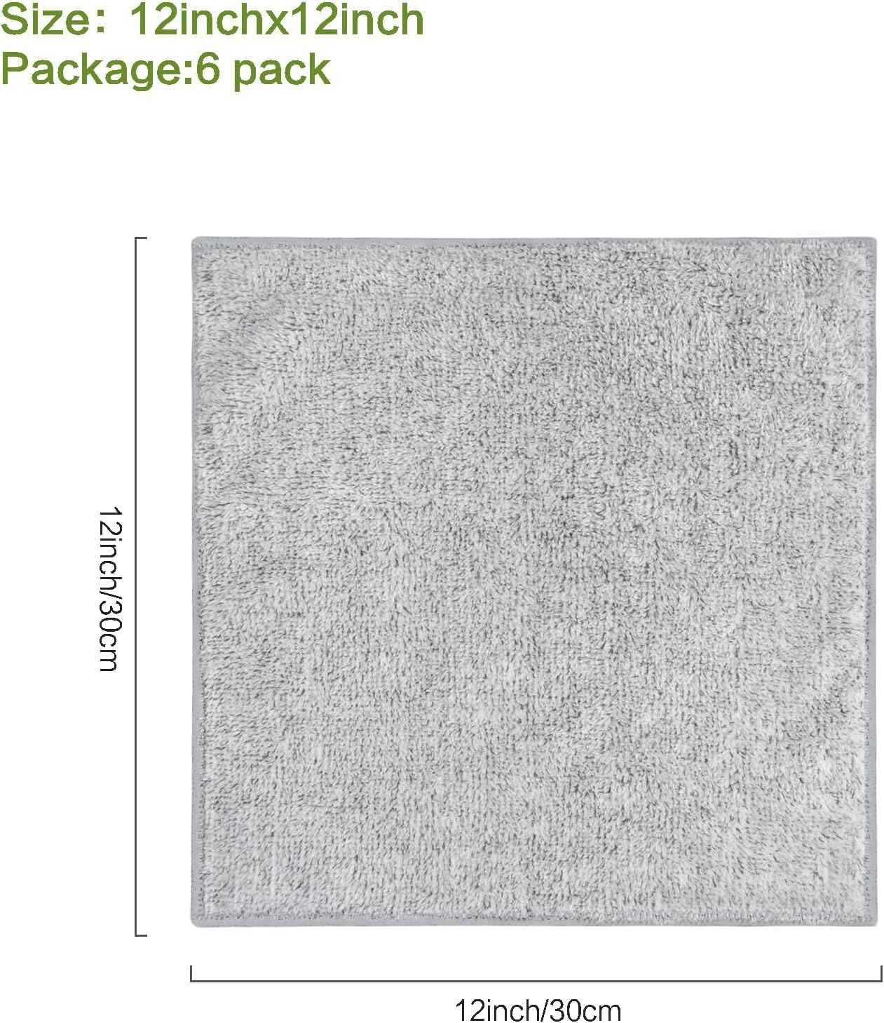 SINLAND Microfiber Face Towels Ultra Soft Facial Washcloths Face Cloth for Bath 12Inch x 12Inch 6 Pack Grey