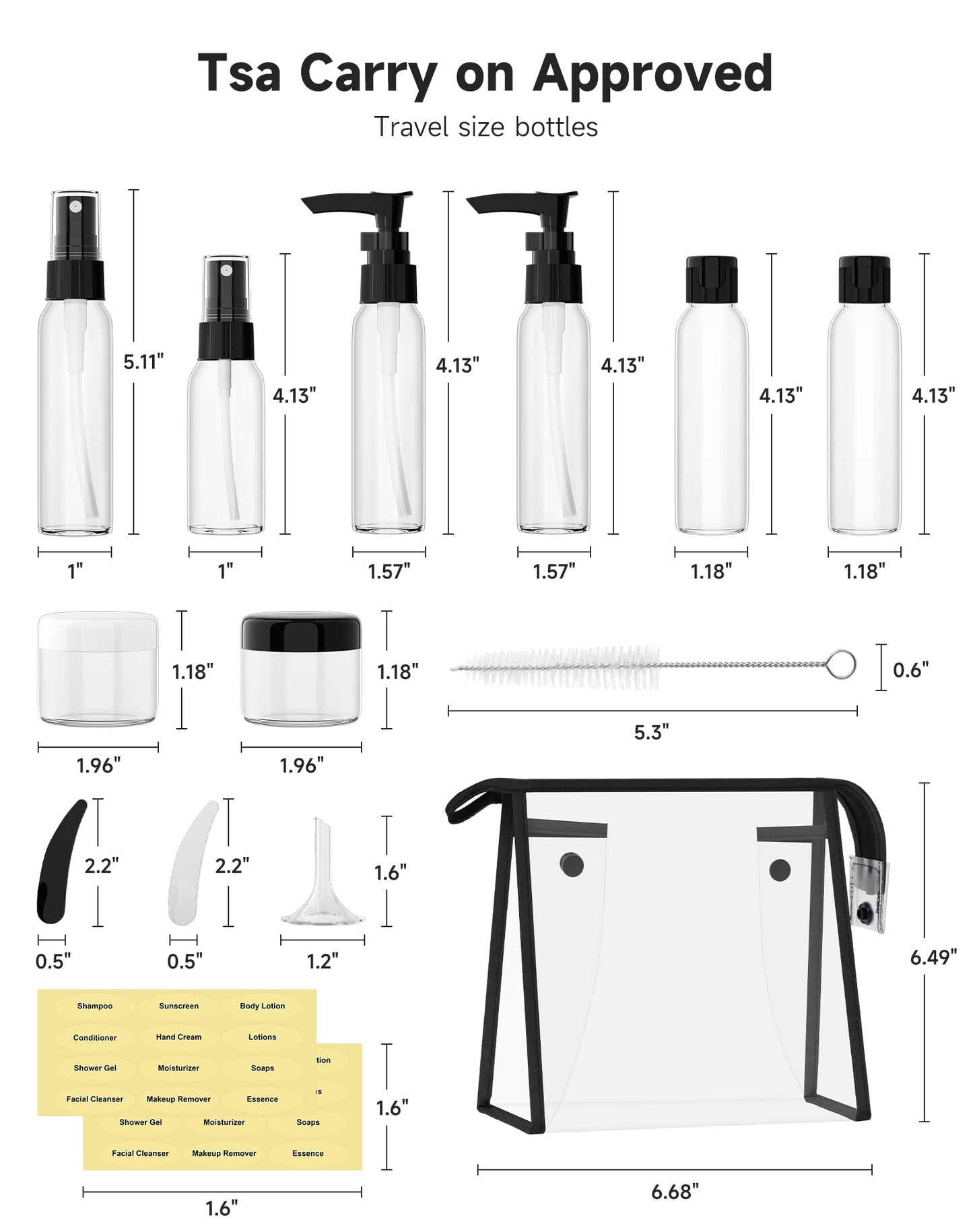 Morfone Travel Bottles kit, TSA Approved Travel Size Containers for Toiletries Leak Proof Refillable Liquid Travel Accessories with Toiletry Bag for Cosmetic Shampoo Conditioner Lotion