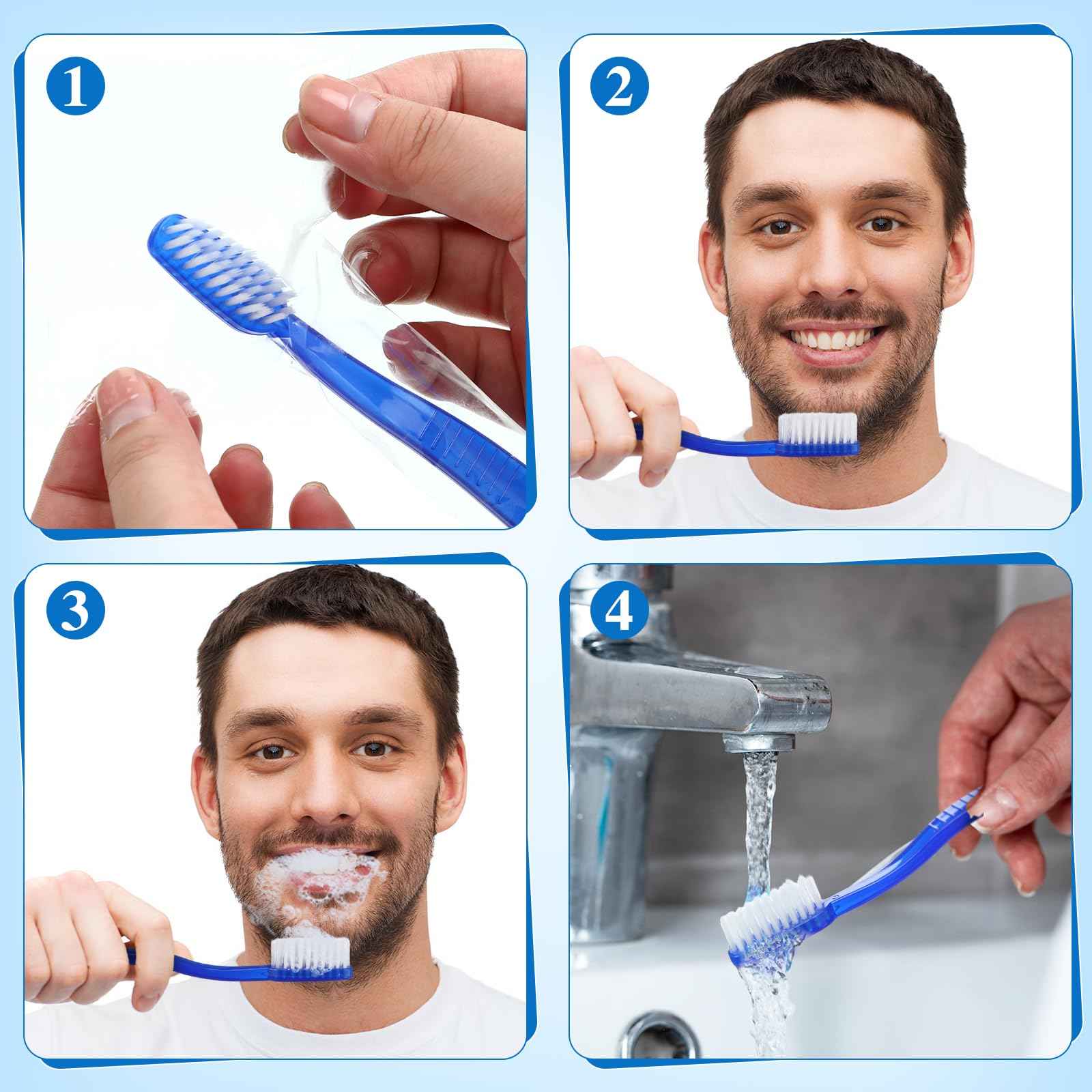 Ziliny 100 Pcs Prepasted Disposable Toothbrushes Bulk Individually Wrapped Pre Pasted Soft Bristle Set Travel Colorful Toothbrushes for Homeless Gift Hotel Camping Travel