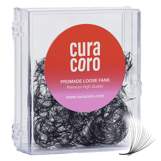 Curacoro Promade 500 Fans - Handmade Volume Promade Eyelashes Fans, 3D To 16D, C CC D DD L M Curl, Thickness 0.03~0.1mm, 8-20mm Length, Professional Long-Lasting Promade Lash Fans (5D-0.05 D, 10 mm)