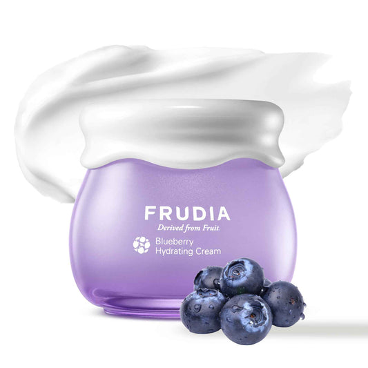 FRUDIA Blueberry Hydrating Face Cream, Vegan Korean Face Moisturizer with 77% Blueberry Extract, Panthenol & Fruit Seed Oils for Dry Skin (1.94 fl oz)