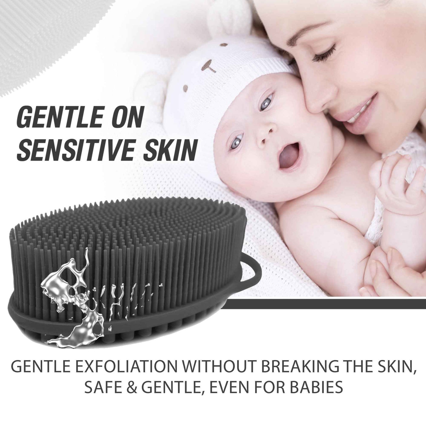 Avilana Silver-Infused Green and Dark Gray Silicone Body Scrubber Bundle - Earthy and Sleek Dual-Tone Set