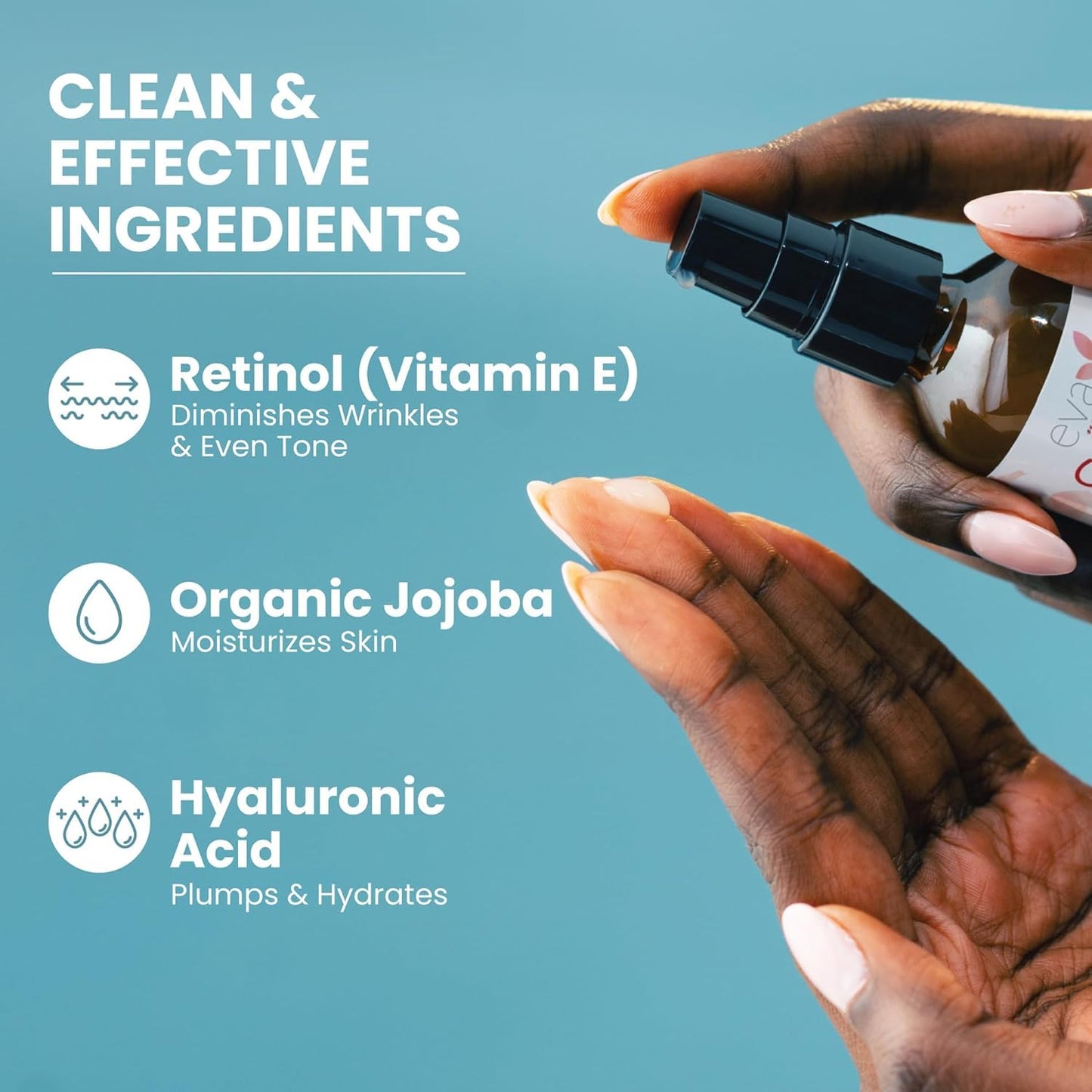 Retinol Serum by Eva Naturals - 2.5% Retinol Serum for Face with Hyaluronic Acid, Vitamin E & Organic Aloe - Retinol Face Serum that Reduce Wrinkles, Fine Lines & Dark Spots - Anti Aging Serum, 2 Pack