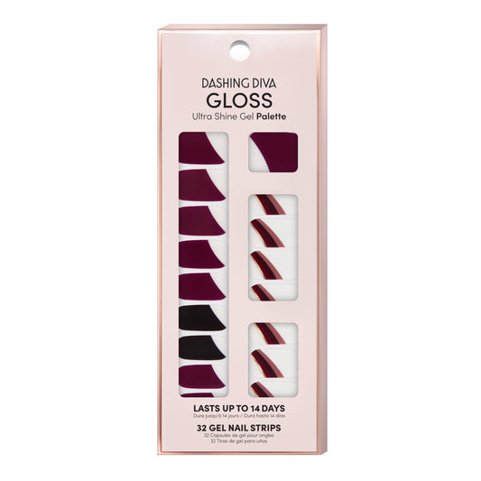 Fall in Line | Dashing Diva Gloss Nail Strip - UV Free, Chip Resistant, Long Lasting Gel Nail Stickers | Contains 32 Nail Wraps, 1 Prep Pad, 1 Nail File