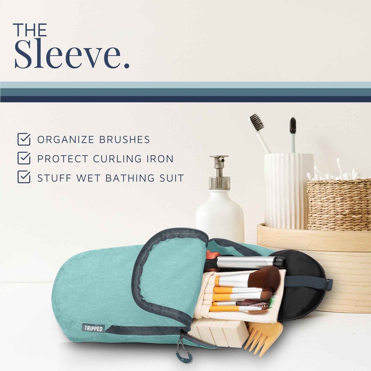 Toiletry Bag Kit Set: Hanging Travel Toiletry Bag + 311 TSA Cosmetic Liquid Bag + Ultralight Accessory Organizer Pouch (Dusty Teal)