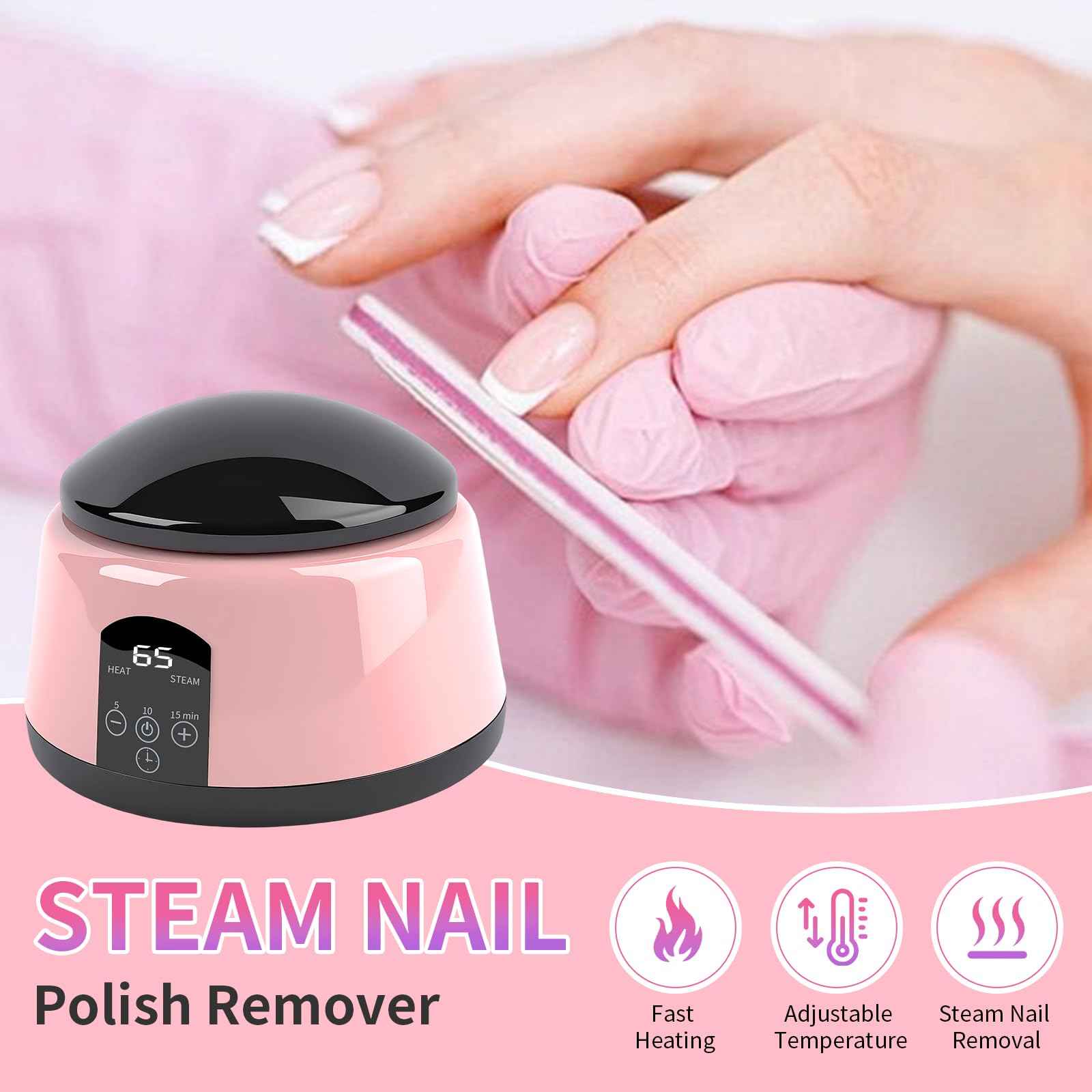 ANGNYA Electric Nail Soaking Bowl, Adjustable Temperature Gel Nail Polish Remover Machine Automatic Quick Remove Gel Steam Soak off Gel Polish Remover Electric Nail Polish Remover Nail Salon Home DIY