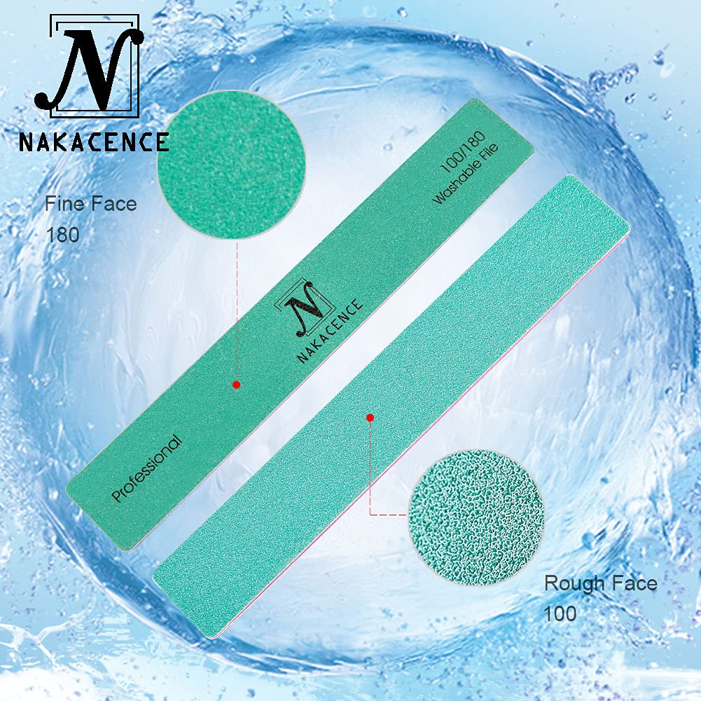 Nail Files 100/180 Grit Professional Nail File and Buffer for Natural Nails,Double Sides Washable Durable Dustless Emery Boards for Natural Nails for Nail Art DIY or Nail Manicure Salon