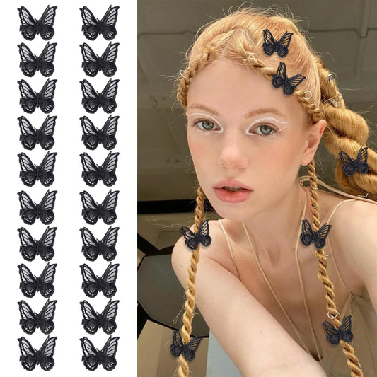 20 Pcs Butterfly Hair Clip Lace Embroidery Bows Clips Women Girls Teens for Wedding Valentine's Day Birthday Party Exquisite Small Hair Pins Hair Accessories