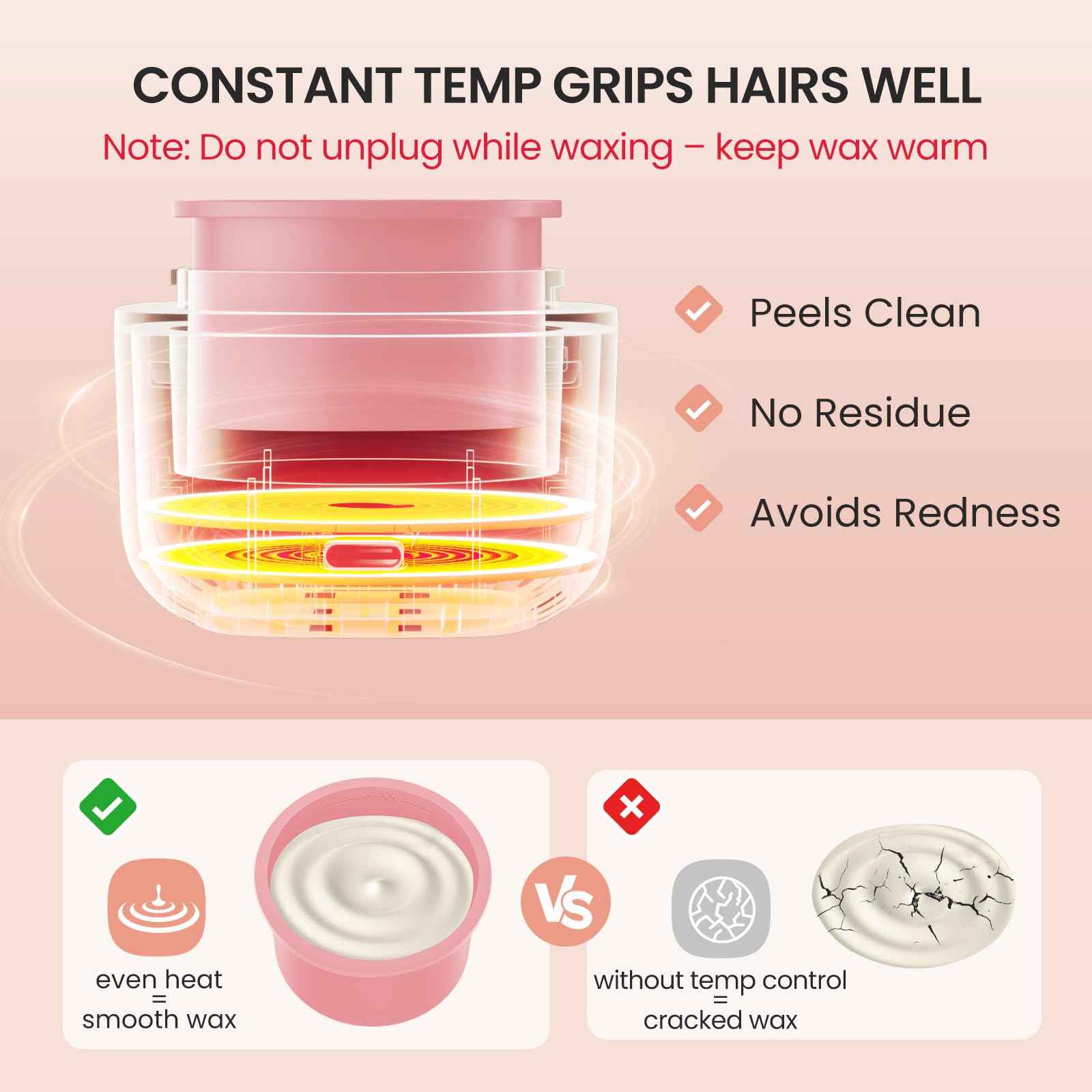 AUZEAL Mini Eyebrow Waxing Kit for Women with 26 Pcs Brow Sticks, 6 Pcs Nose Wax Applicators, 100g Wax Beads for Facial, Brow, Lip, Nose Hair Removal, Smart Constant Temp, Travel or Home Use