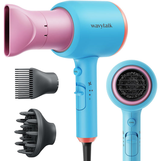 Wavytalk Hair Dryer Blow Dryer with Diffuser Nozzle Comb and Concentrator Negative Ions Fast Drying Light and Quiet with Ceramic Technology Professional 1875 Watt for All Hair Types Poppa Color