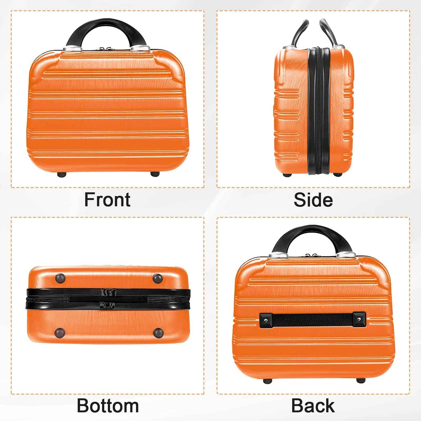 14inch Makeup Train Case PC ABS Cosmetic Case Hardshell Makeup Bag Organizer Toiletry Gifts for Her Travel Outside Activity (orange)