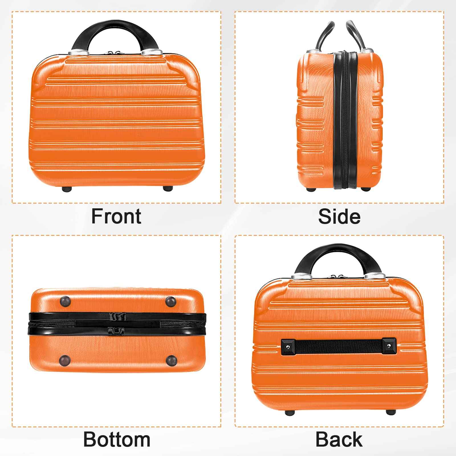 14inch Makeup Train Case PC ABS Cosmetic Case Hardshell Makeup Bag Organizer Toiletry Gifts for Her Travel Outside Activity (orange)