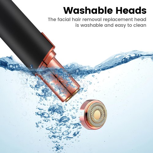 Facial Hair Removal for Women Painless Hair Remover- as Seen on TV Painless Face Shaver-Waterproof Shaver Razor Hair Remover with LED Light for Face Bikini Peach Fuzz Upper Mustache Lip Chin