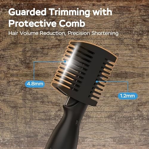 Upgraded Eyebrow Trimmer for Men, Precision Detailer, Battery-Powered Eyebrow Razor with Rinseable Blade, Facial Hair Trimmer with Comb, Compact Pen-Size, Safe Painless Shaver