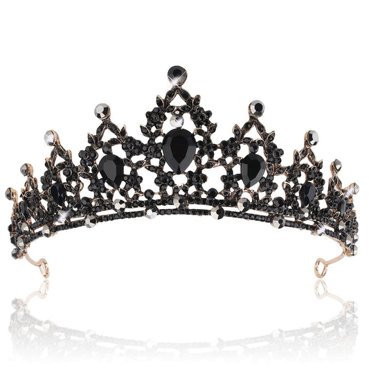 CURASA Black Queen Crowns Gorgeous Tiaras for Women Princess Crown for Girls Tiara for Wedding Halloween Crystal Hair Accessories for Women