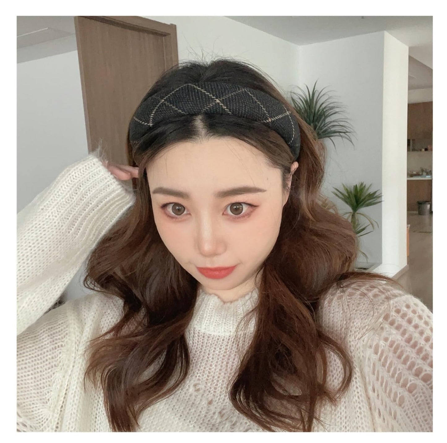 Like-know-like Padded Headbands for Women - Cute Fancy Dress Party Hair Hoops with Black Plaid Pattern